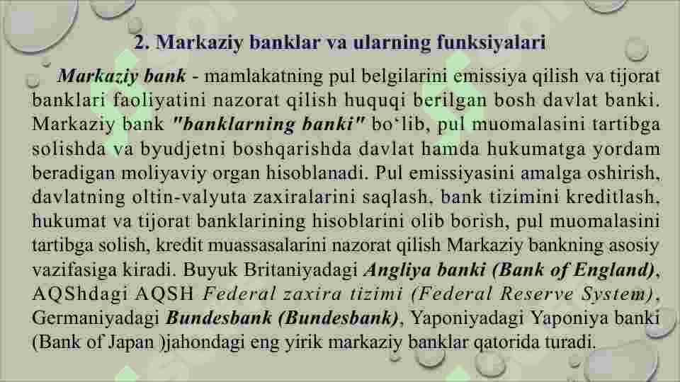 Moliyaviy infratuzilma va moliyaviy tashkilotlar 5