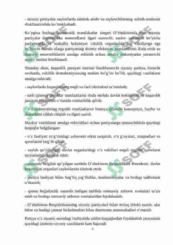 O‘zbekistonda ko‘ppartiyaviylik tizimining shakllanishi va uning 3