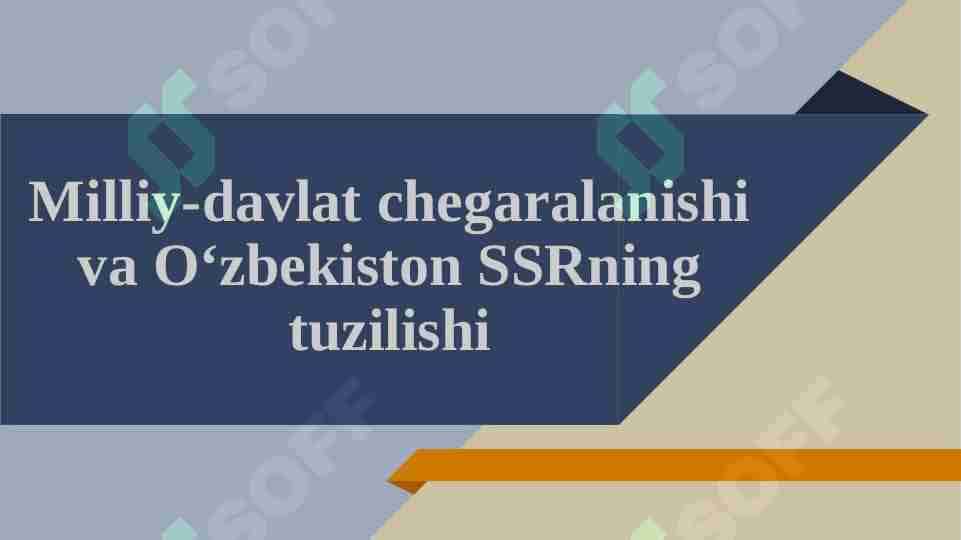 Milliy-davlat chegaralanishi va O‘zbekiston SSRning tuzilishi