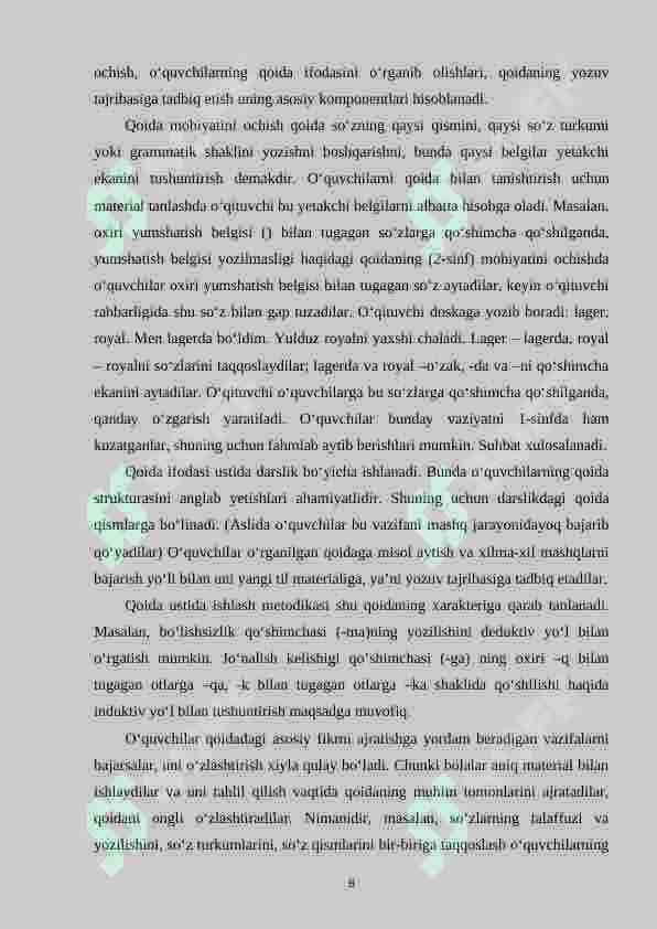 4-sinf oʻquvchilarining orfografik malakalarini shakllantirish  va takomillashtirish 8