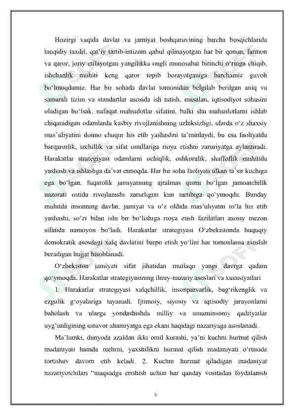O'zbekiston Respublikasini yanada rivojlantirish bo‘yicha 2017-2021 yillarga mo‘ljallangan Harakatlar strategiyasi 5