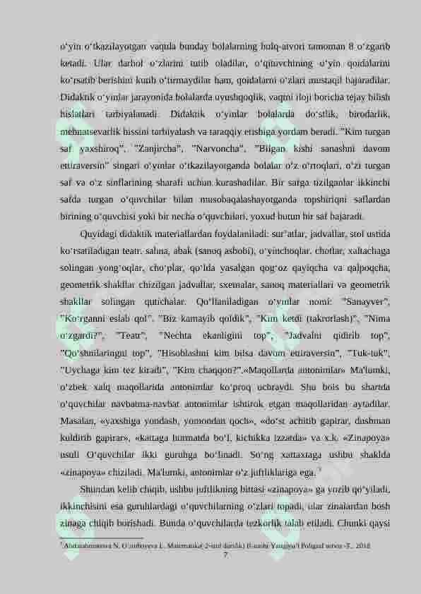Boshlang‘ich sinf matematika darslarida didaktik o‘yinlardan foydalanish 7