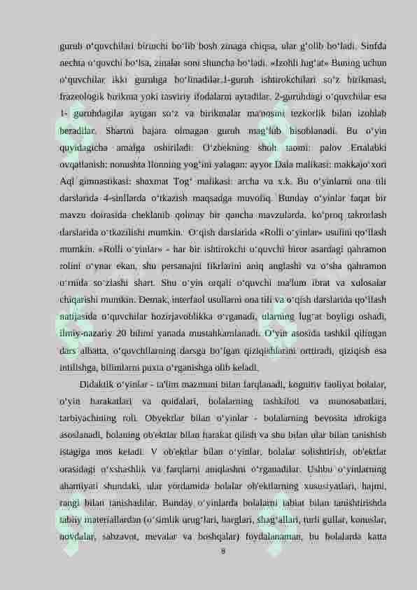 Boshlang‘ich sinf matematika darslarida didaktik o‘yinlardan foydalanish 8