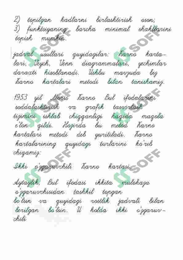 Fikriy ifodalarni minimallashtirishda Karno kartalari usuli 2,3,4 argumentlik funksiyalar uchun 4
