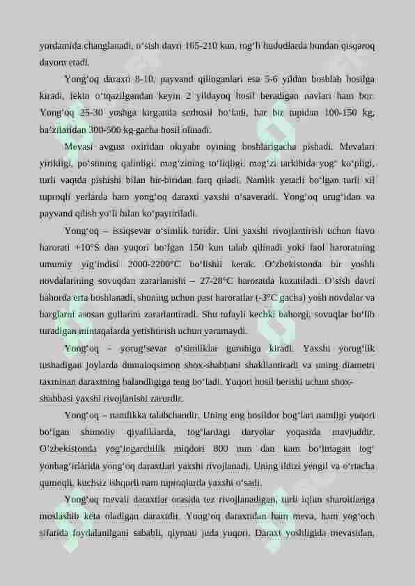 Yong'oq mevali ekinlarni yetishtirishning agrotexnik xususiyatlari 3
