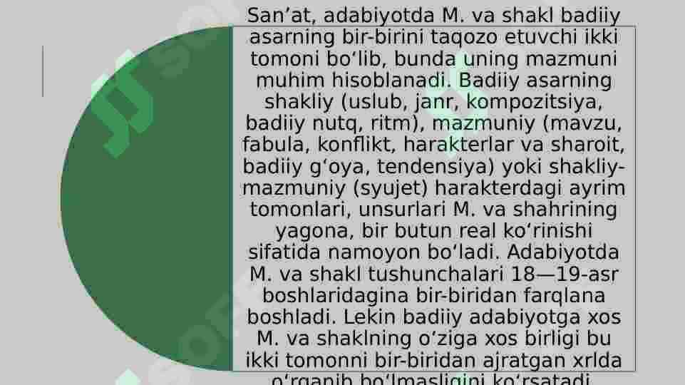 BADIIY MATNDA SHAKL VA MAZMUN 2