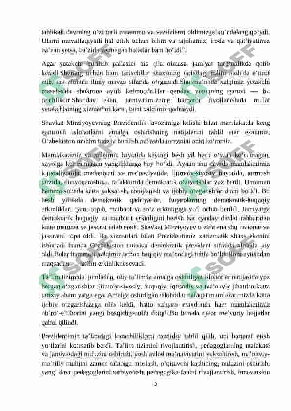 O`zbekistonda oliy ta`lim sohasida olib borilgan islohotlar va uning istiqbollari 3