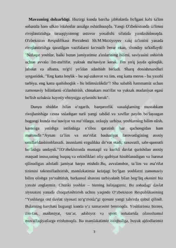 3-sinfda”Sifat”mavzusini o`tishni ijodiy tashkil qilish metodikasi 3