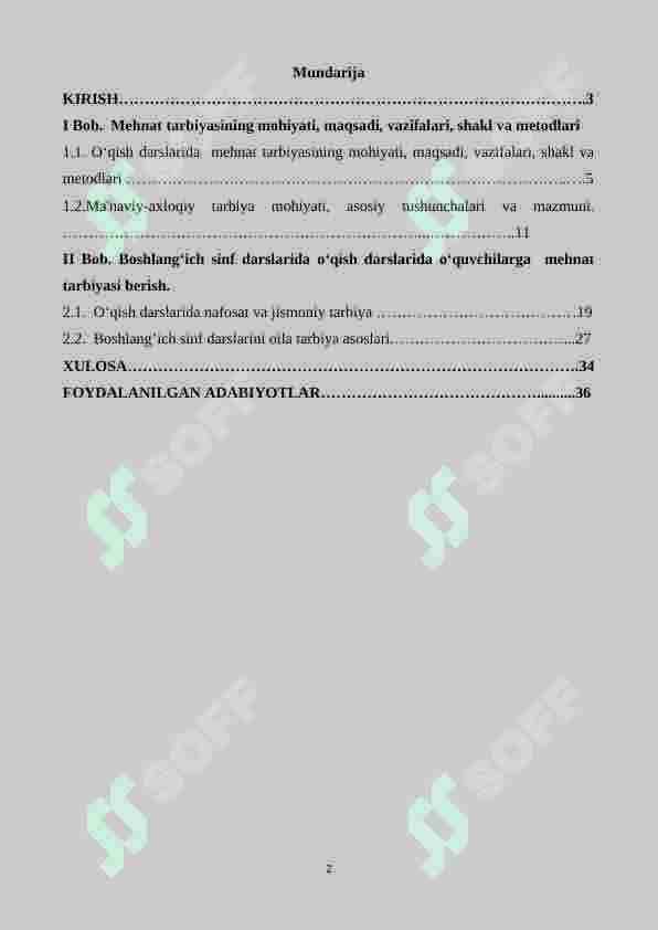 O‘qish darslarida o‘quvchilarga  mehnat tarbiyasi berish. 2