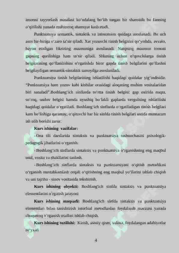 Boshlang'ich sinfda sintaksis va punktuatsiya elementlarini o`rgatish metodikasi 4