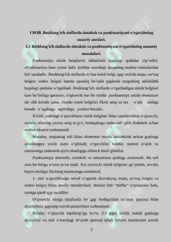 Boshlang'ich sinfda sintaksis va punktuatsiya elementlarini o`rgatish metodikasi 5
