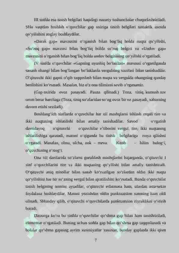 Boshlang'ich sinfda sintaksis va punktuatsiya elementlarini o`rgatish metodikasi 7