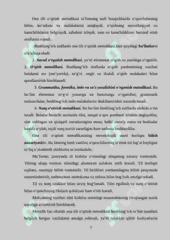 Ona tili darslarini yuqori saviyada tashkil qilish metodikasi 7