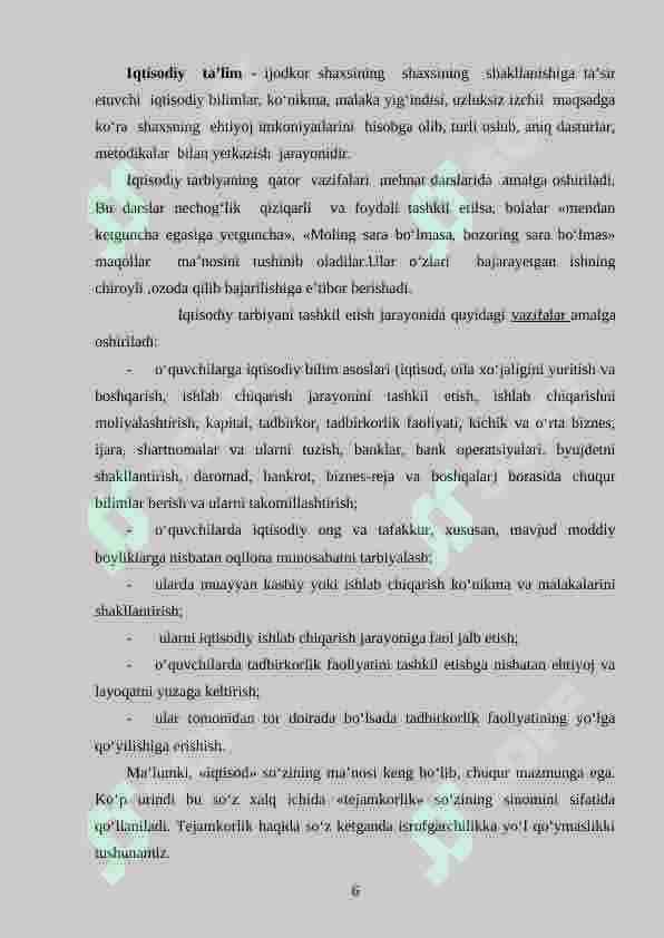 Boshlangʻich sinflarda o‘quvchilarga iqtisodiy tarbiya berish metodikasi. 6