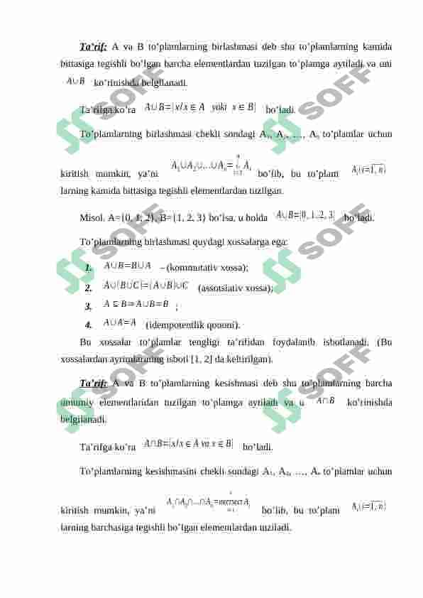 Fikriy ifodalarni shakllantirishda predikatlar. Bir, ikki, uch o’rinli predikatlar. Mavjudlik, ixtiyoriylik kvantorlari. 8