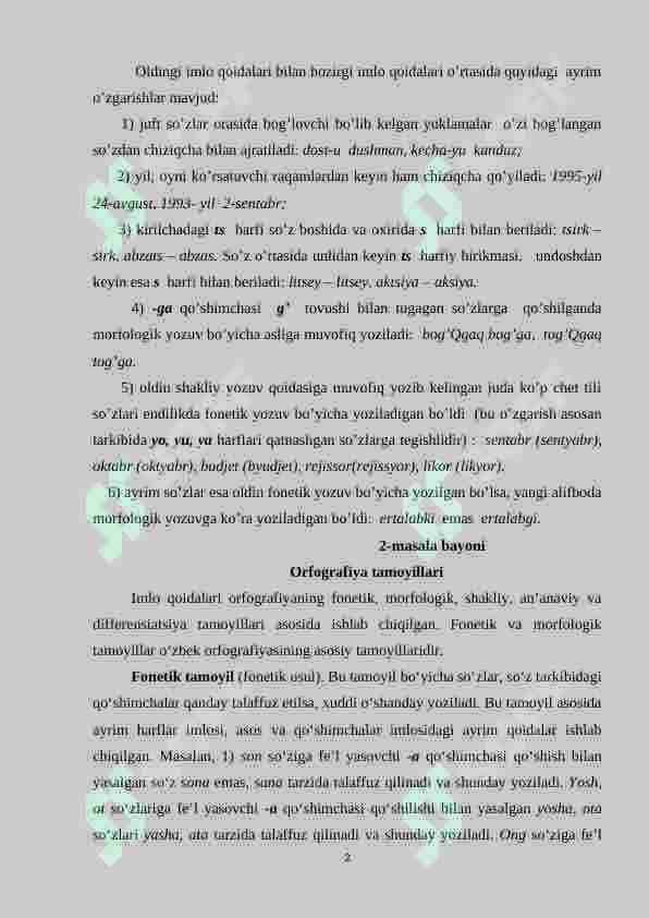 Orfografiya. O’zbek imlosi 2
