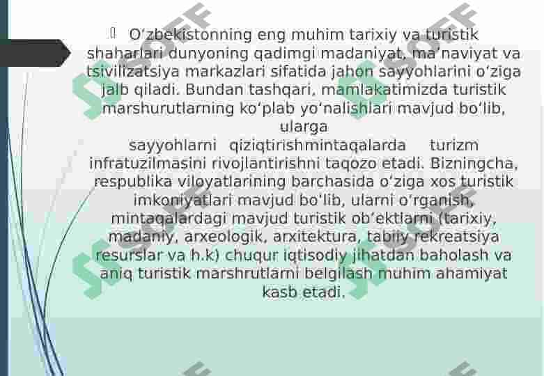 O‘zbekistonda turizmni rivojlantirishni o‘ziga xos xususiyatlari va istiqbollari 4