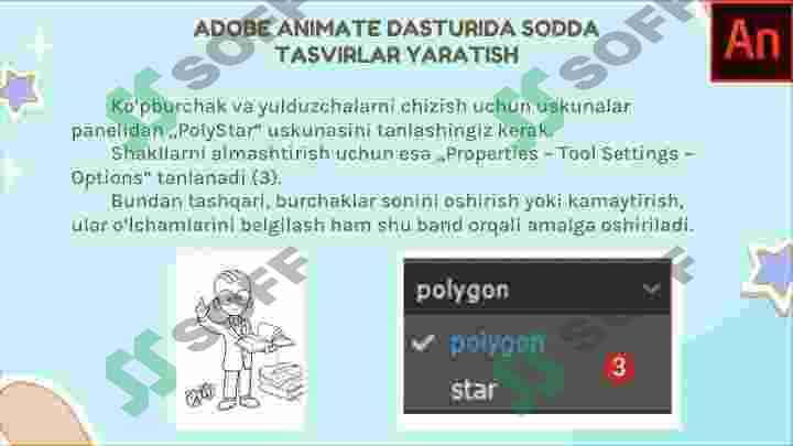 ADOBE ANIMATE DASTURIDA TASVIRLAR YARATISH VA TAHRIRLASH 4