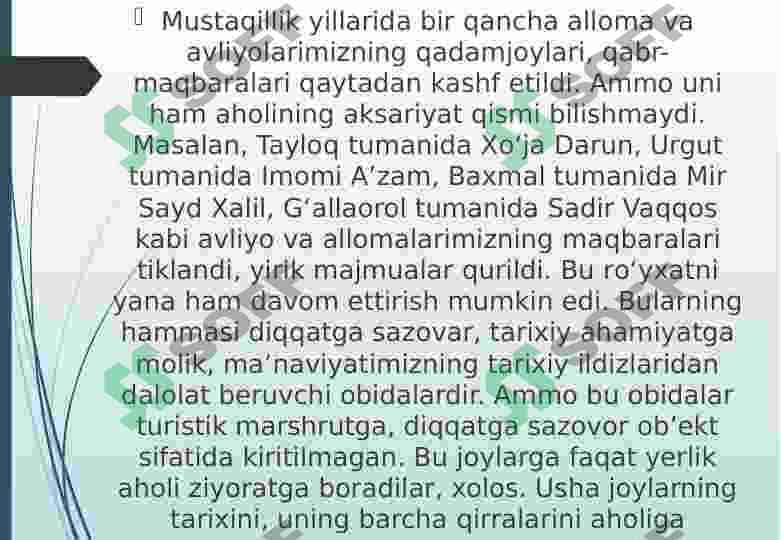 O‘zbekistonda turizmni rivojlantirishni o‘ziga xos xususiyatlari va istiqbollari 6