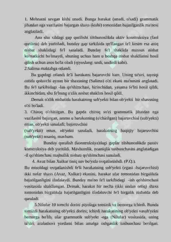 O'timli va o'timsiz fe'llar.Fe'l  nisbatlari Bo'lishli va bo'lishsiz fe'llar 3
