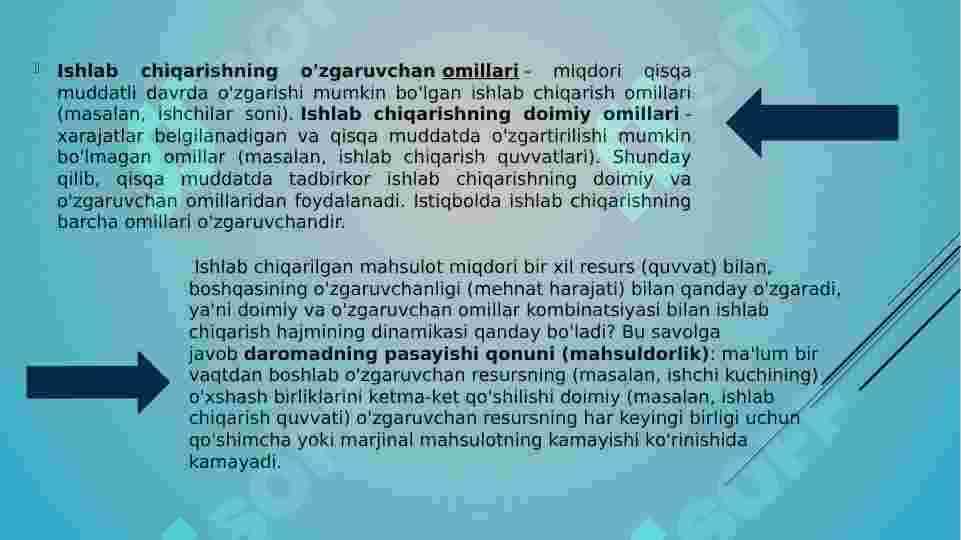 Qisqa va uzoq davrda ishlab chiqarish hajmining o’zgarishi 4