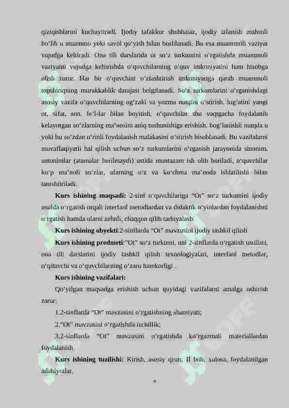 2-sinflarda “Ot” mavzusini ijodiy tashkil qilish 4