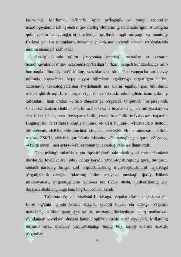 O‘quvchilarda tovush va harf tarkibi haqidagi boshlang‘ich tasavvurni shakllantirish 4