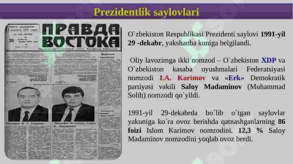 O'zbekiston davlat mustaqilligining qo'lga kiritilishi 2