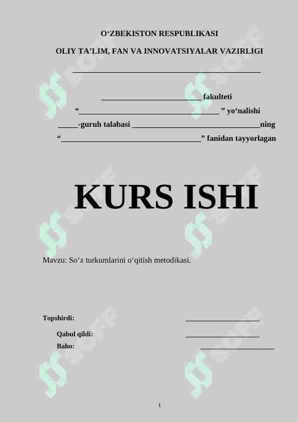 So‘z turkumlarini o‘qitish metodikasi.