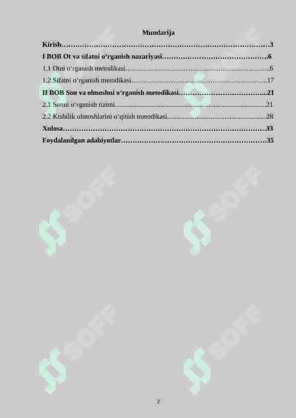 So‘z turkumlarini o‘qitish metodikasi. 2