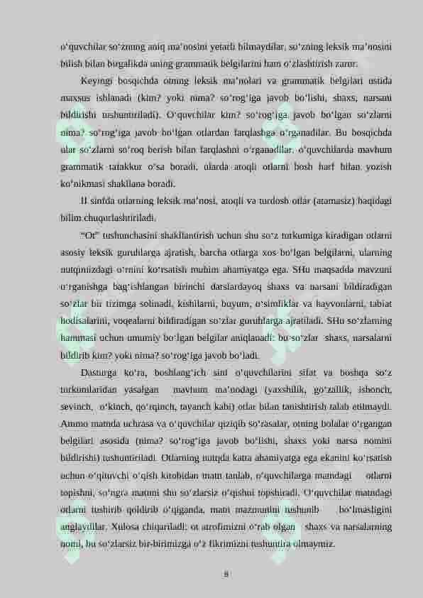 So‘z turkumlarini o‘qitish metodikasi. 8