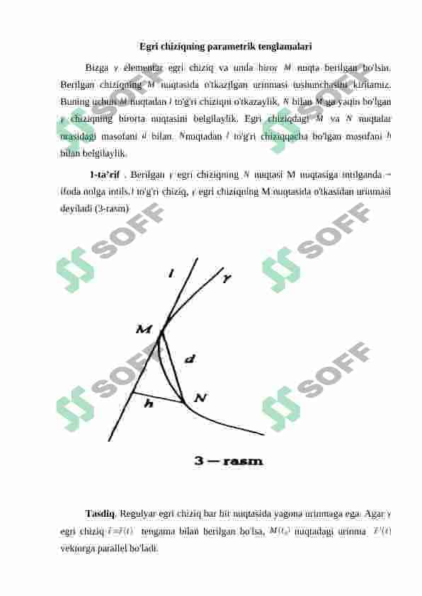 Egri chiziqning parametrik tenglamalari. 3