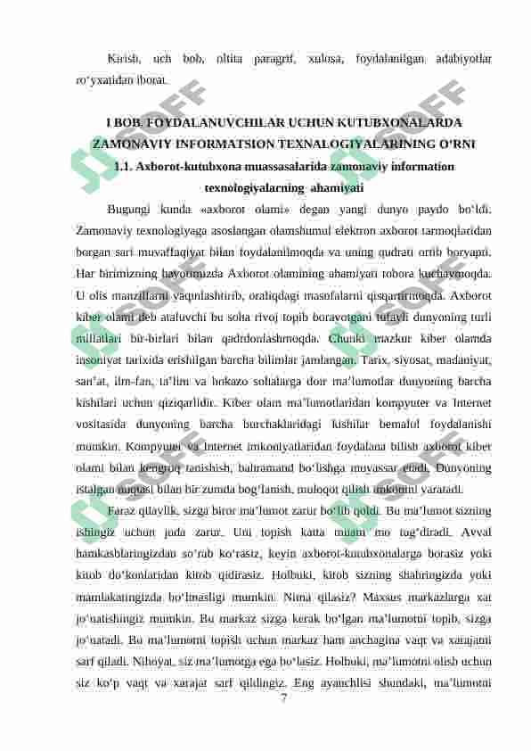 AXBOROT-KUTUBXONA MUASSASALARIDA ZAMONAVIY INFORMATSION TEXNOLOGIYALAR 7