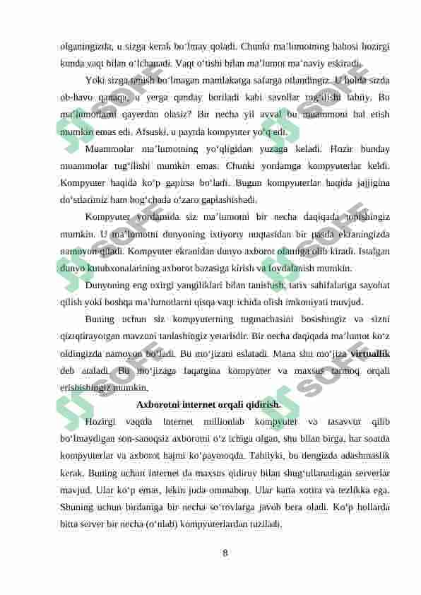 AXBOROT-KUTUBXONA MUASSASALARIDA ZAMONAVIY INFORMATSION TEXNOLOGIYALAR 8