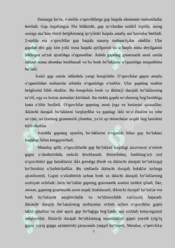 Boshlang‘ich sinflarda “gap bo‘laklari” mavzusida turli matodlardan foydalanish 7