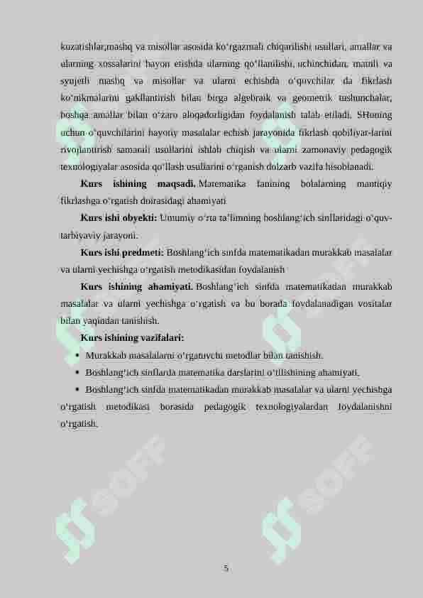 Boshlang‘ich sinfda matematikadan murakkab masala va ularni o‘rgatish metodikasi 5