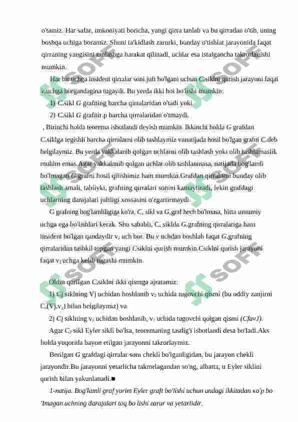 Grafda zanjir, marshrut, sikl tushunchalari. Eyler, Gamilton sikllari va graflari 4