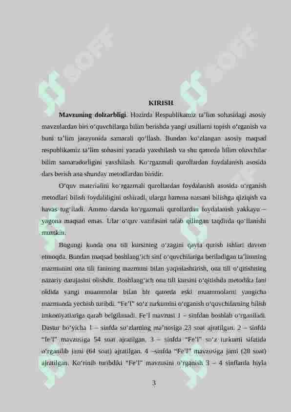 Boshlang'ich sinfda fe'l zamonlar mavzusini o'tishni ijodiy tashkil qilish 3