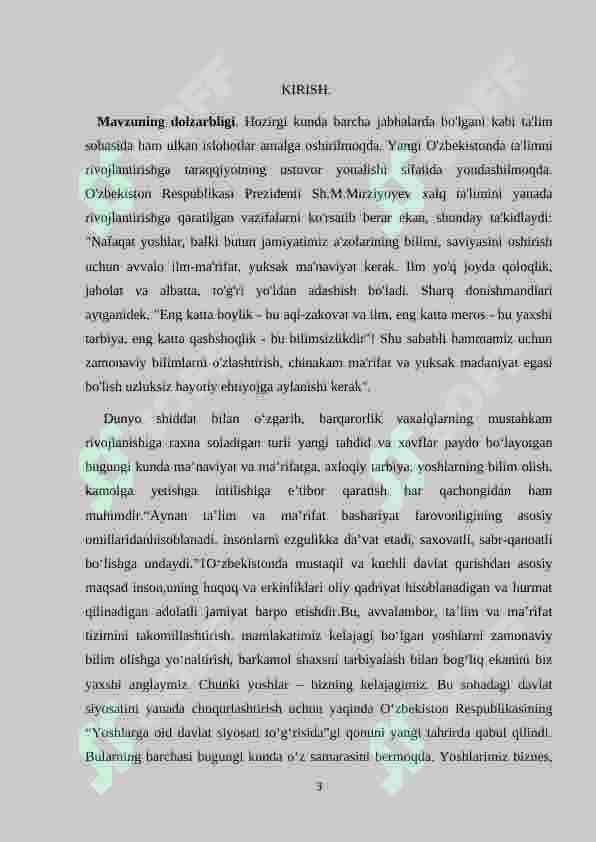 3-sinfda”Sifat”mavzusini o`tishni ijodiy tashkil qilish metodikasi 3