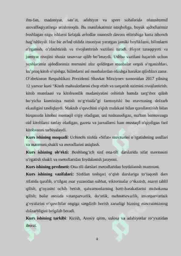 3-sinfda”Sifat”mavzusini o`tishni ijodiy tashkil qilish metodikasi 4