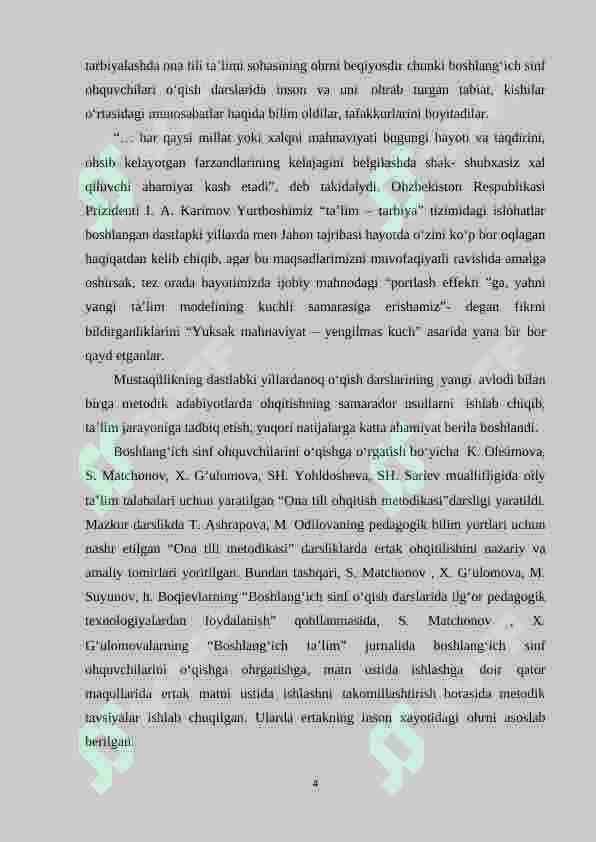 O‘qish darslarida ta’limiy vositalardan foydalanish. 4