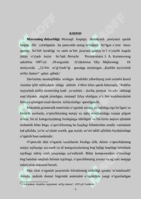 Boshlang'ich sinflarda "so'z tarkibi " mavzusini o'rgatish metodikasi. 3