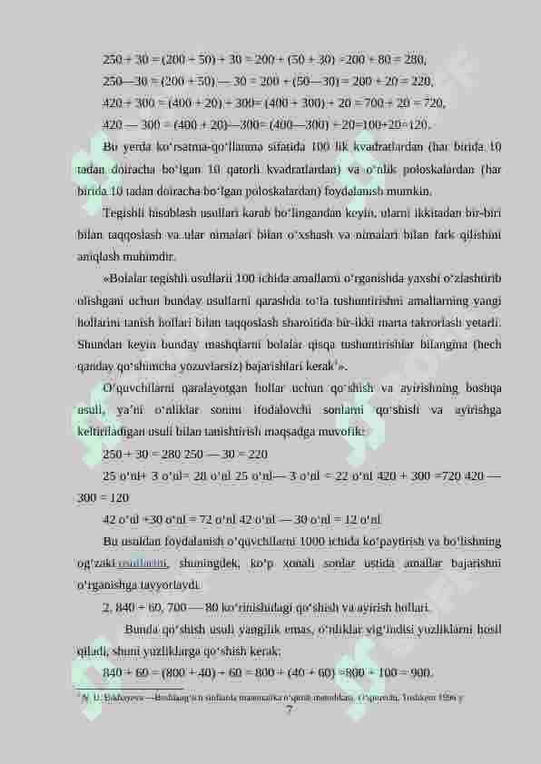 Ko‘p xonali sonlar konsentrida nomerlashga o‘rgatish metodikasi 7