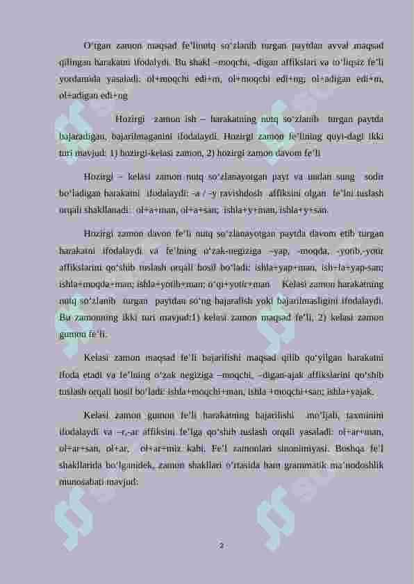 Fe’l zamonlari, ularning turlari (o‘tgan, hozirgi va kelasi zamon fe’llari) 2