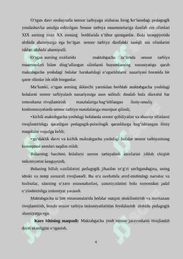Maktabgacha yosh sensor jarayonlarni rivojlanish davri 4