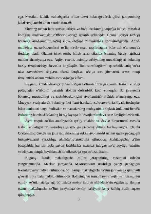 Maktabgacha yosh sensor jarayonlarni rivojlanish davri 7
