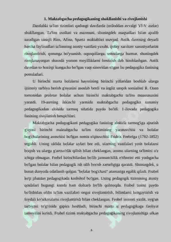 Maktabgacha pedagogikaning fan sifatida rivojlanishi 6
