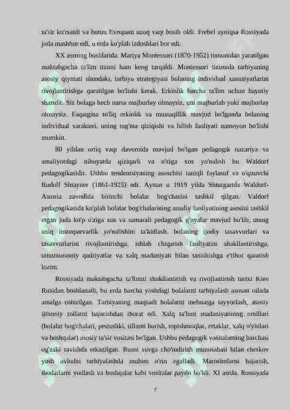 Maktabgacha pedagogikaning fan sifatida rivojlanishi 7