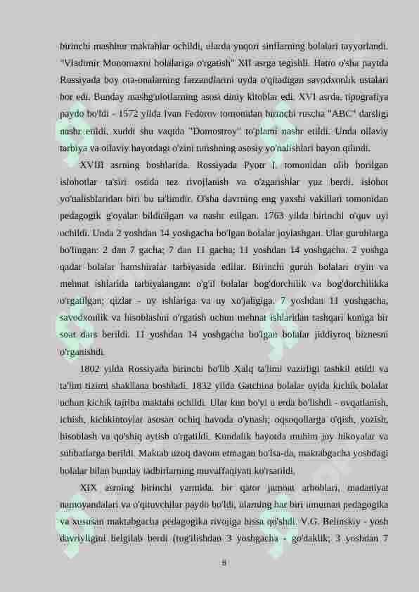 Maktabgacha pedagogikaning fan sifatida rivojlanishi 8