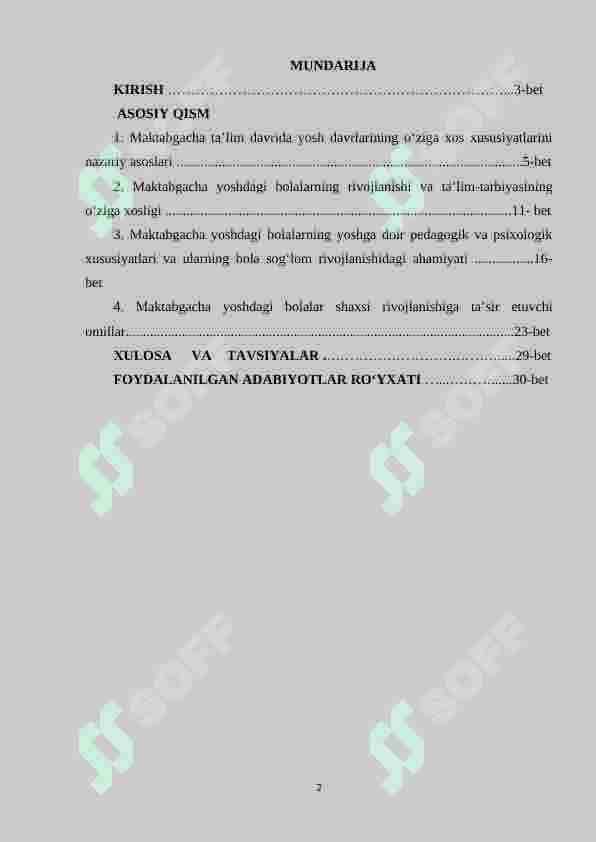 Maktabgacha ta’lim davrida yosh davrlarining o‘ziga xos xususiyatlari. 2